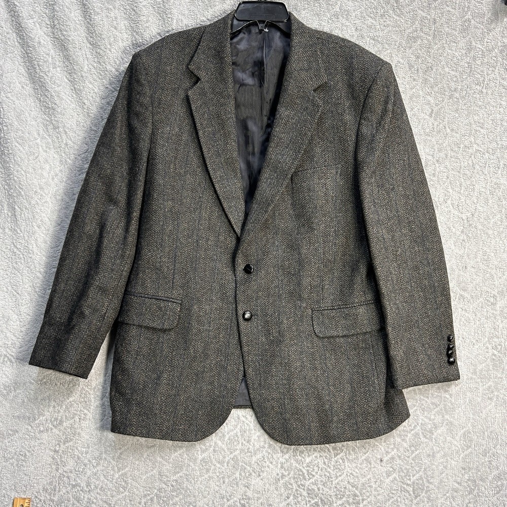 Austin Reed Men's Wool Blazer 46R Brown Gray Herringbone 2 Button Sport Jacket