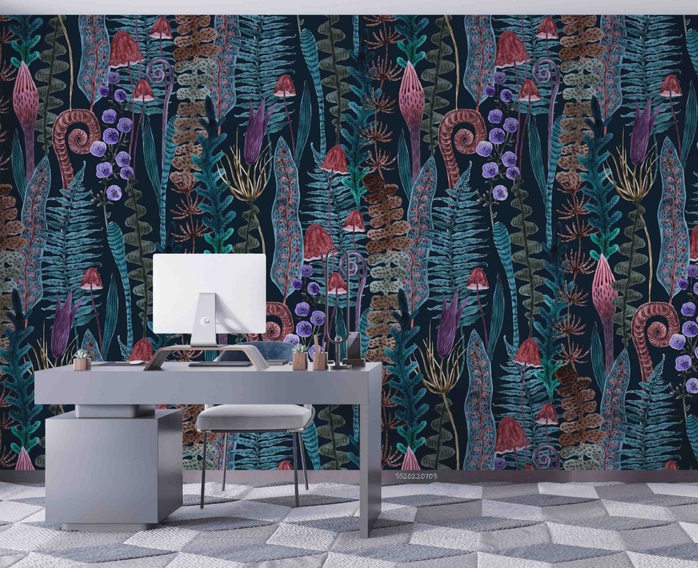 3D Plants Leaves Pattern Wall Murals Wallpaper Murals Wall Sticker