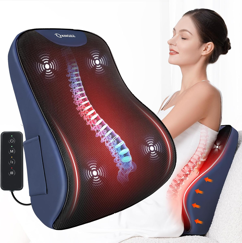Lumbar Support Pillow for Office Chair, Heated Back Support Pillow with Vibratio