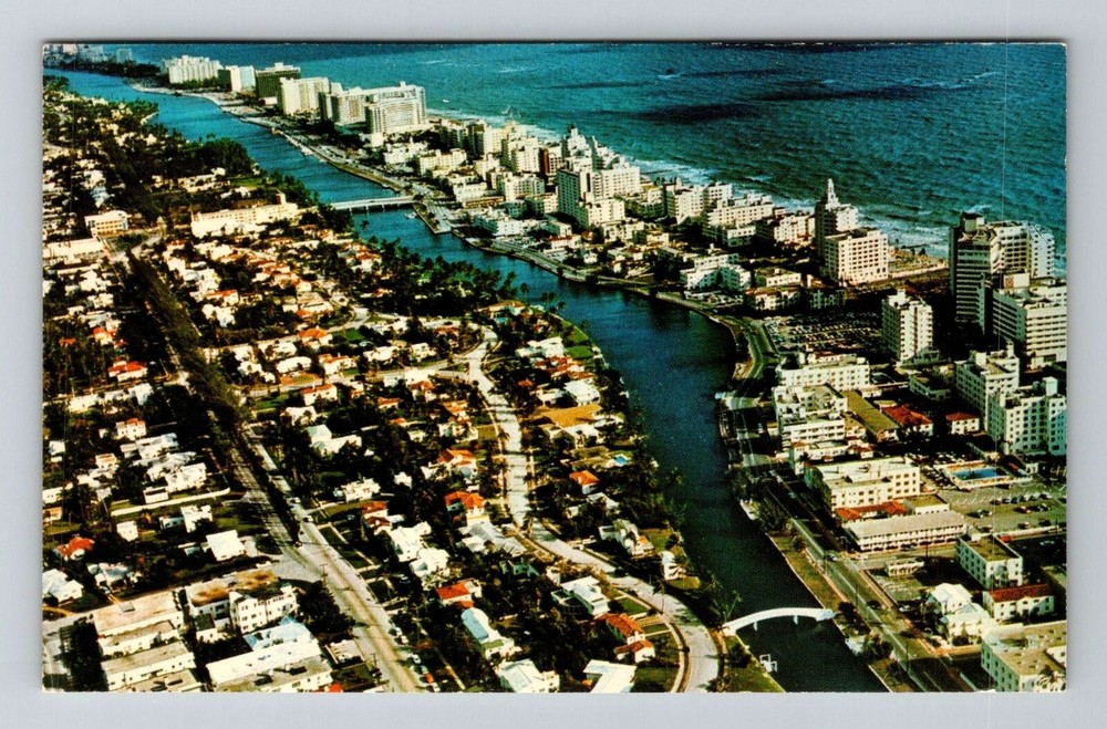 Miami Beach FL-Florida, Aerial Fabulous Miami Beach Gold Coast, Vintage Postcard