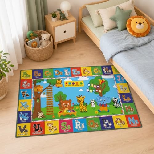 Upgrade Ultra Non Slip ABC Rugs for Kids Playroom, 2x3 Small Washable Alphabet