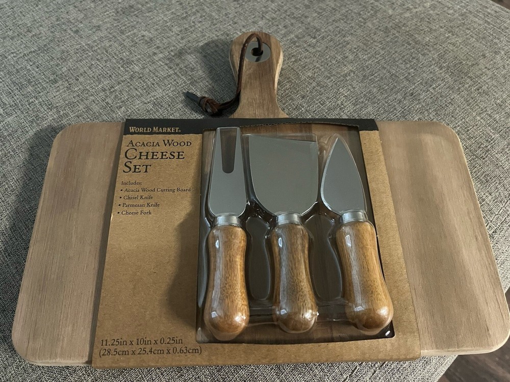 World Market Acacia Cheese Set-image