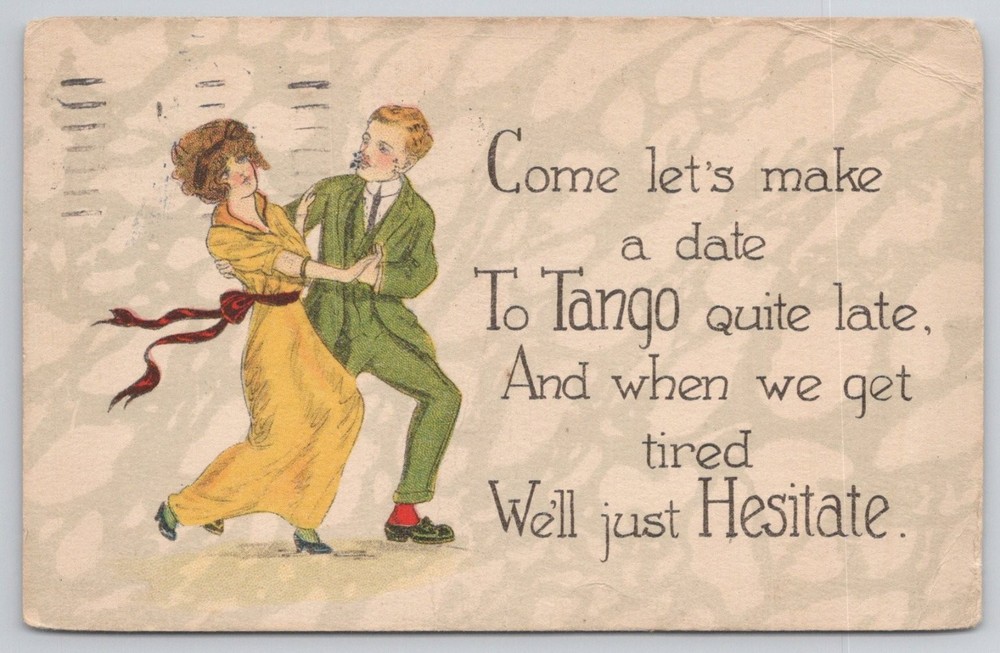 1913 Tango Dancers Humorous Poem Postcard New York Postmark Vintage