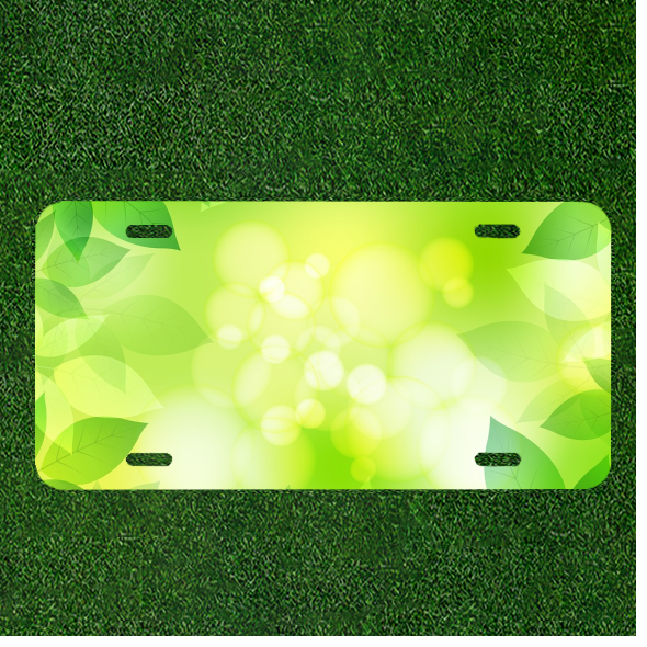 Custom Personalized License Plate Auto Tag With Cool Green Leaves Design Art