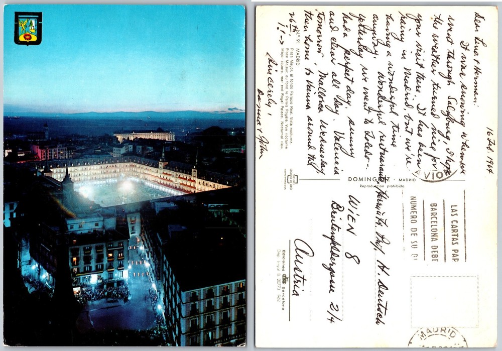 Continental Plaza Mayor Madrid Postcard