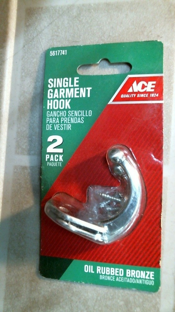 ACE 5617741 Single Garment Hook 2pk in Satin Nickel with Free Shipping-image