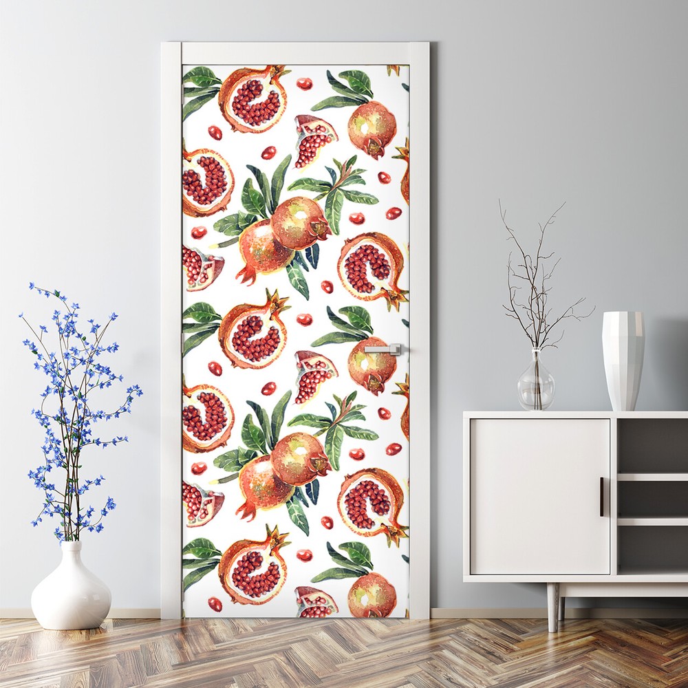 Floral Fruit Bubble Free Door sticker Vintage Watercolour Self adhesive Pattern