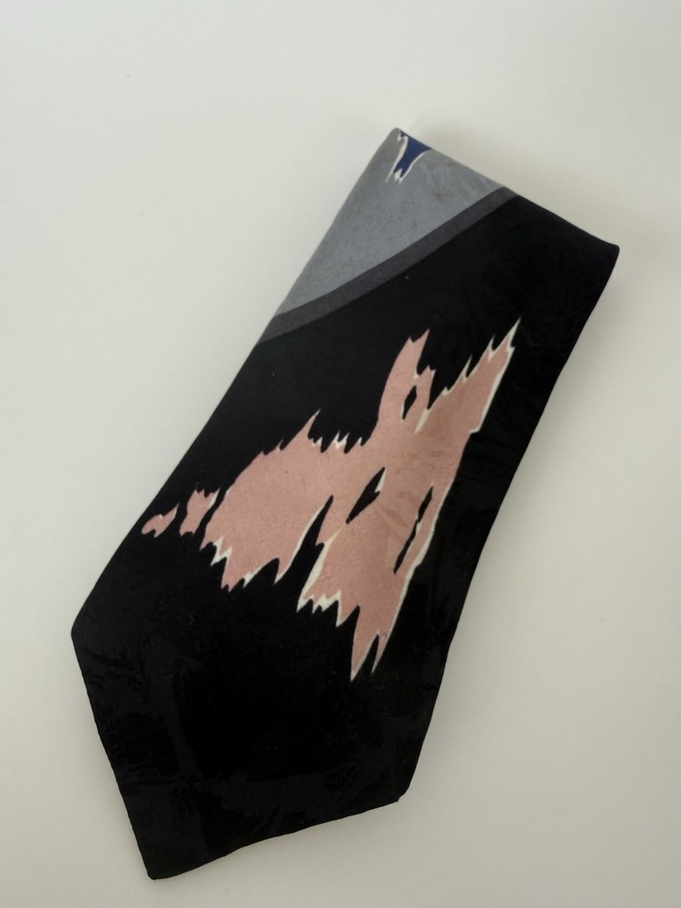 Vintage Pertini Tie 100% Silk Made In Italy 90s Y2K Brushstroke Miami Vice Vibe