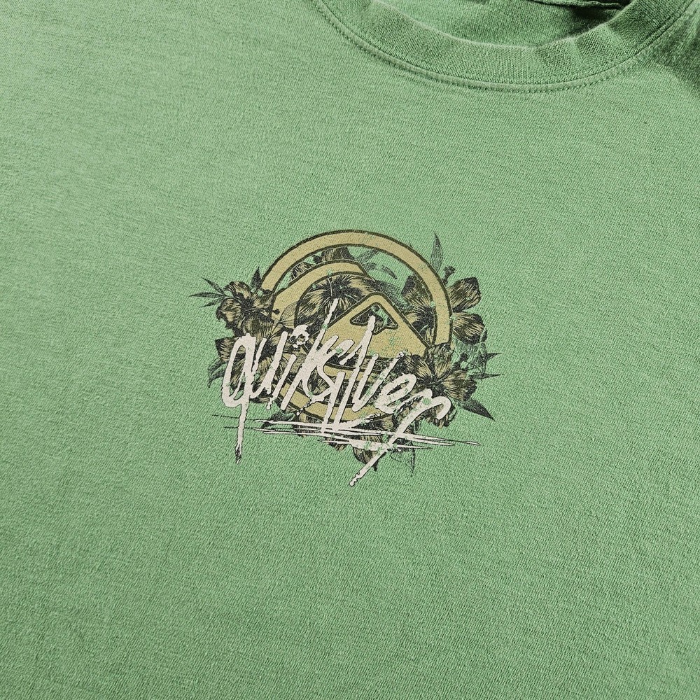 Vintage Quiksilver Shirt Mens Large Green Tropical Beach Surf Double Sided Y2K