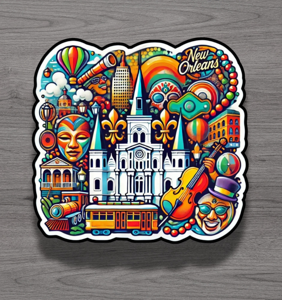 New Orleans Louisiana Fridge Magnet or Laptop Sticker