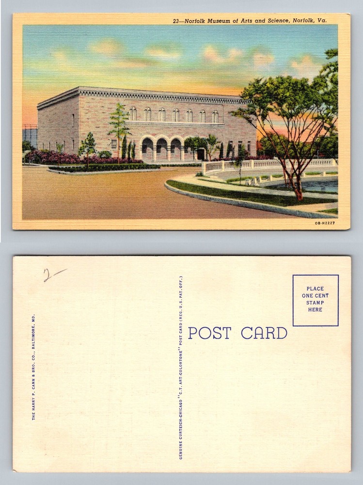 Norfolk VA-Virginia Museum of Arts and Science Building Grounds Vintage Postcard