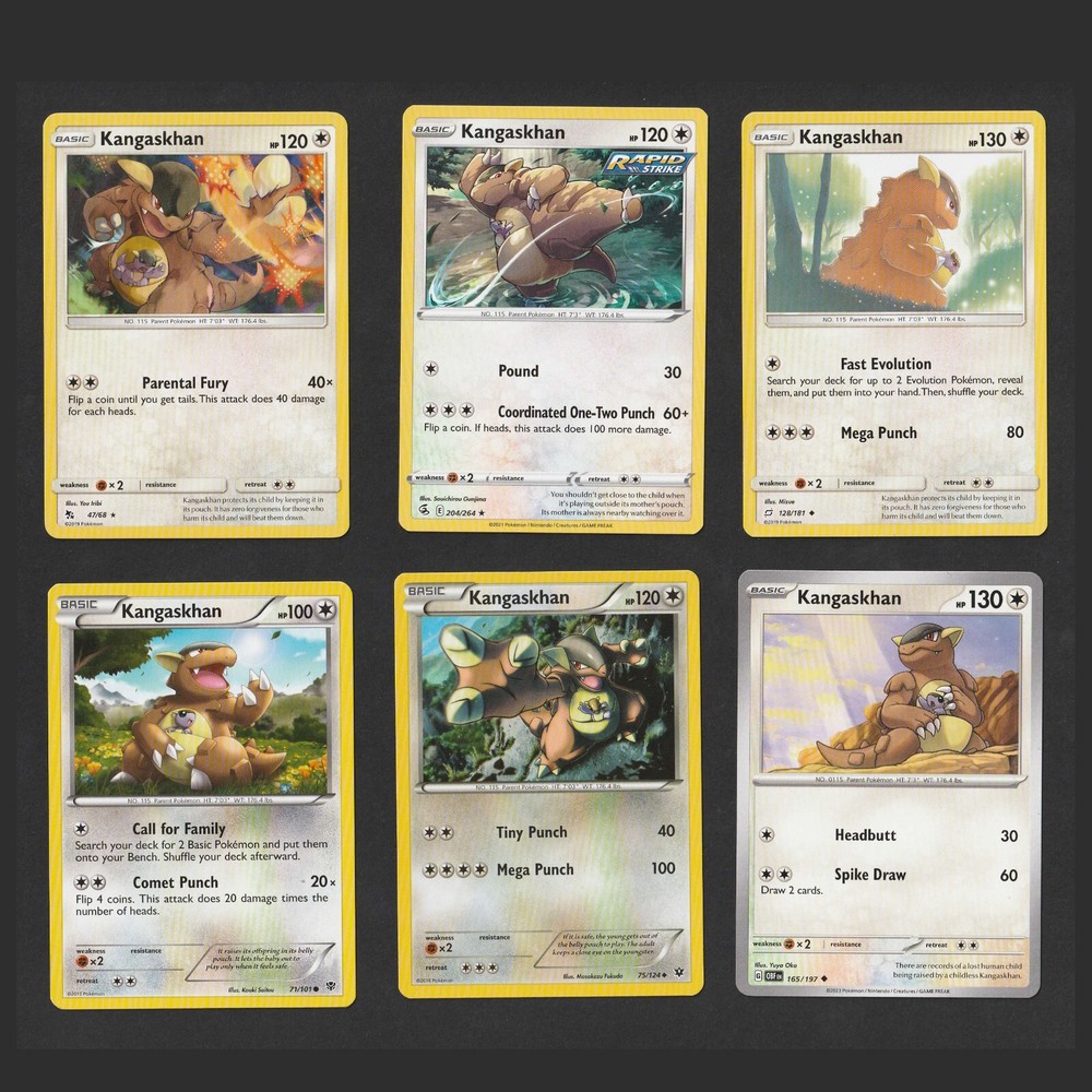 Kangaskhan Pokemon Card Collection Set of 6 English Cards Rare Vintage