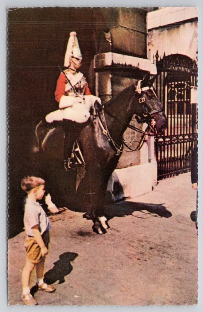 Mounted Guard Whitehall London Vintage Postcard Life Guards Horse