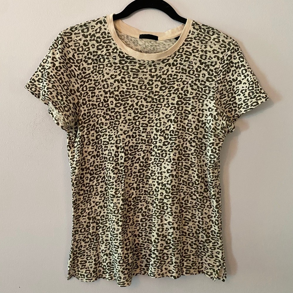 ATM Women's Medium Light Pink Cheetah Print Cotton Tee