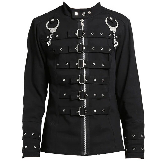 Gothic Mens Handcuff Detail Biker Jacket