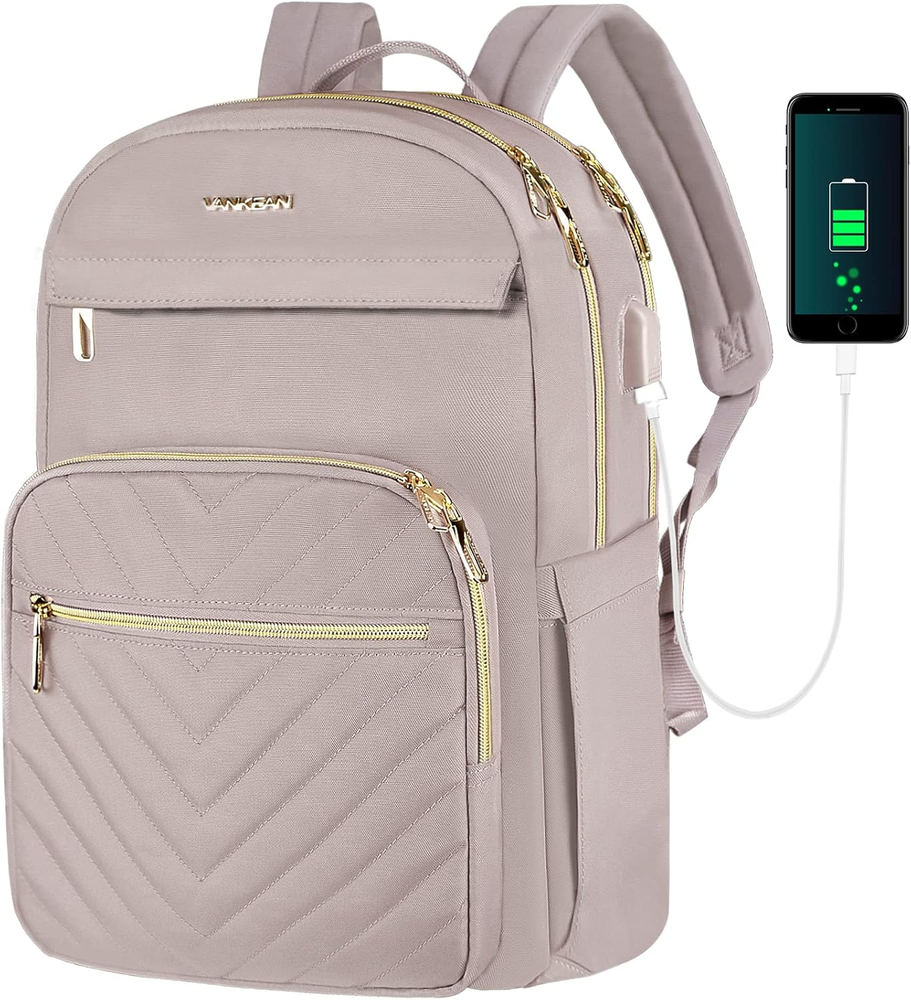 15.6 Inch Laptop Backpack for Women Work Bag Fashion with USB Port, Waterproof S