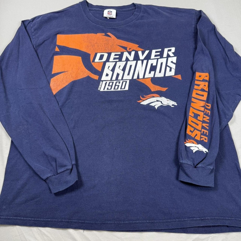 Denver Broncos Navy Long Sleeves w/ Front and Sleeve Graphic