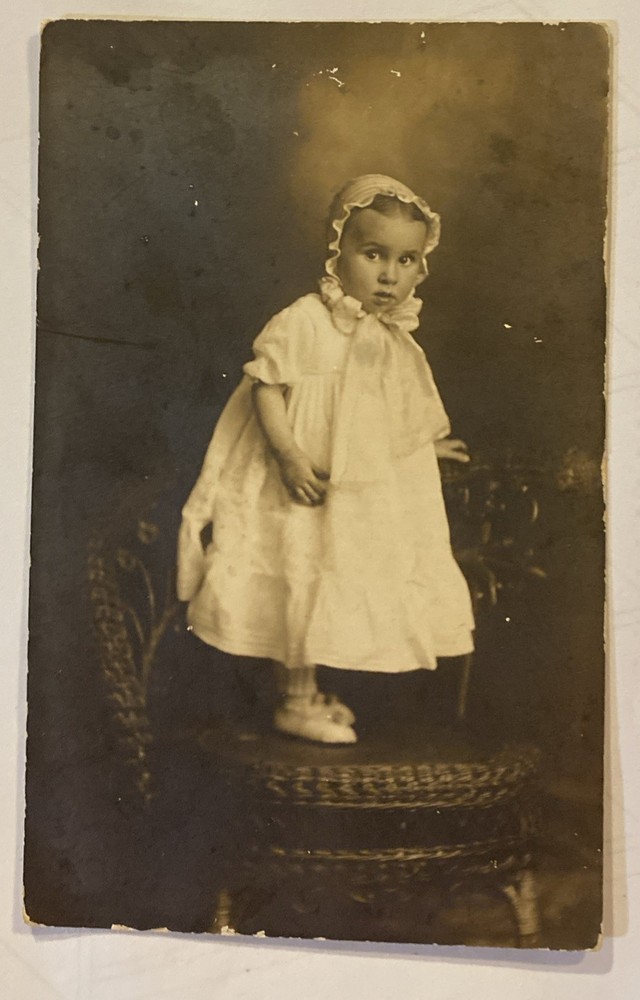 Little Girl Standing On A Chair Picture Post Card