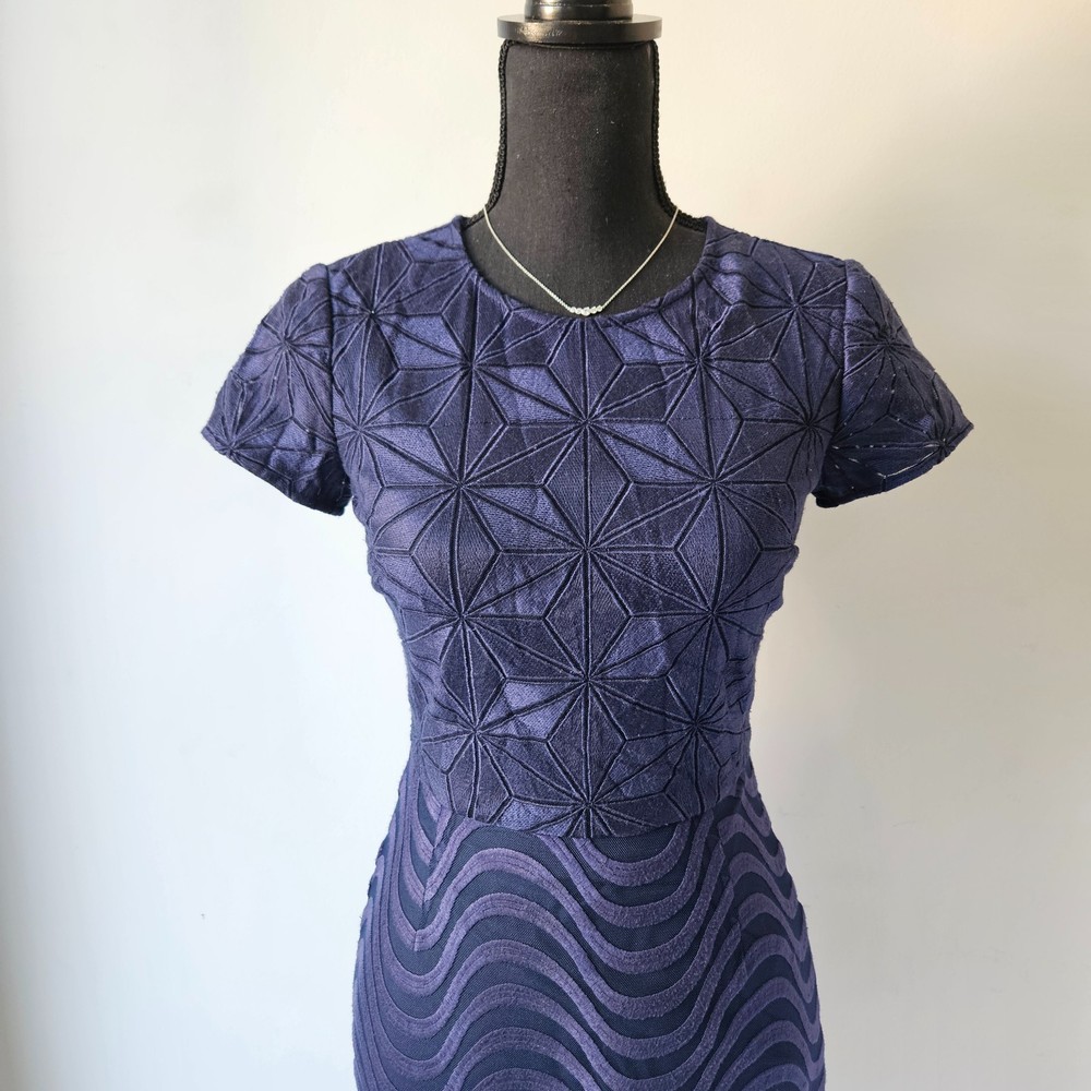 Reiss Anita Jacquard Dress Navy Women’s Size UK 6 US 2 EU 34 Bodycon Cocktail