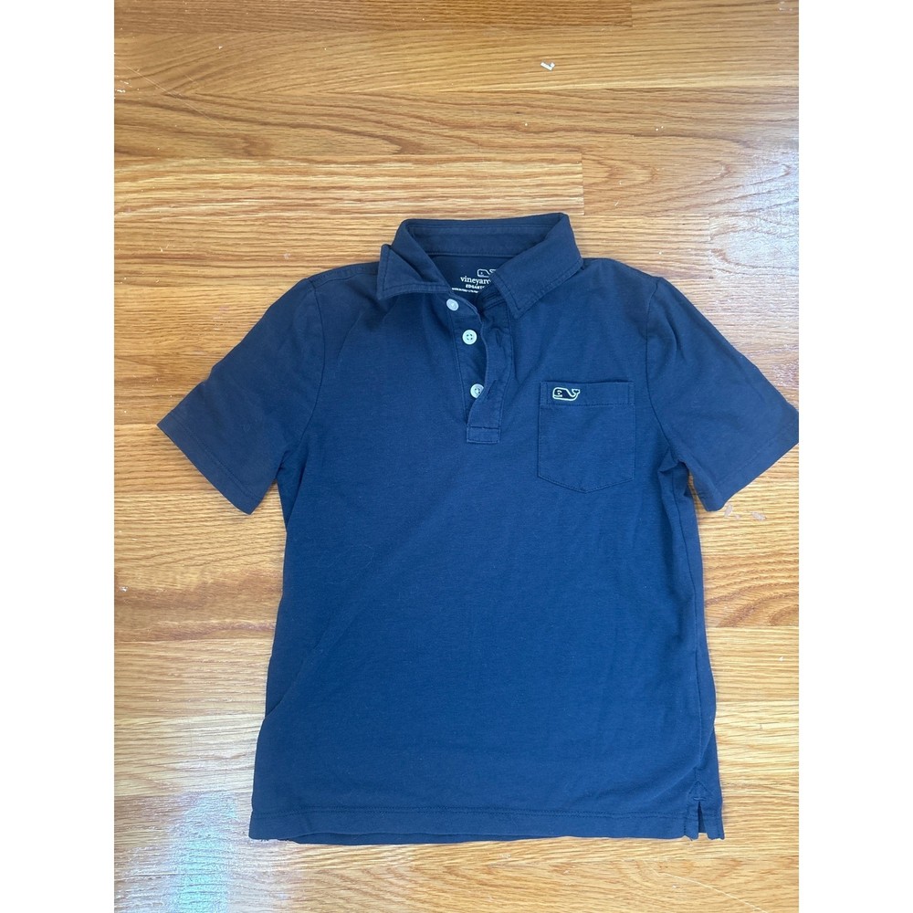 Vineyard Vines Boys Navy Blue Edgartown Polo Shirt Short Sleeve Size 6 Logo