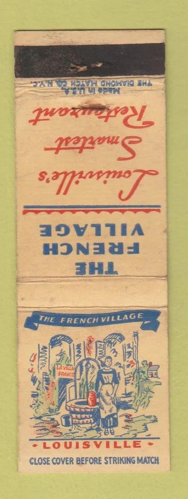 Matchbook Cover - The French Village Louisville KY WEAR