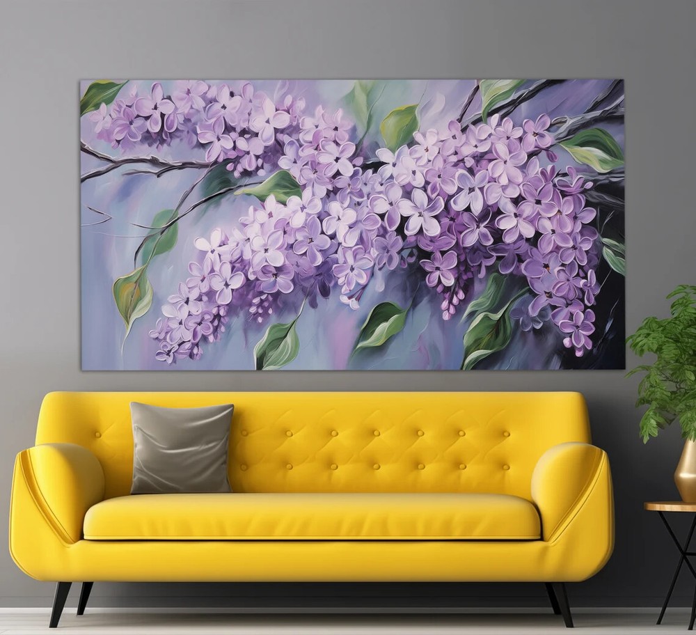 Lilac Flowers Purple Floral Painting Unframed Canvas Print Australian Wall Art