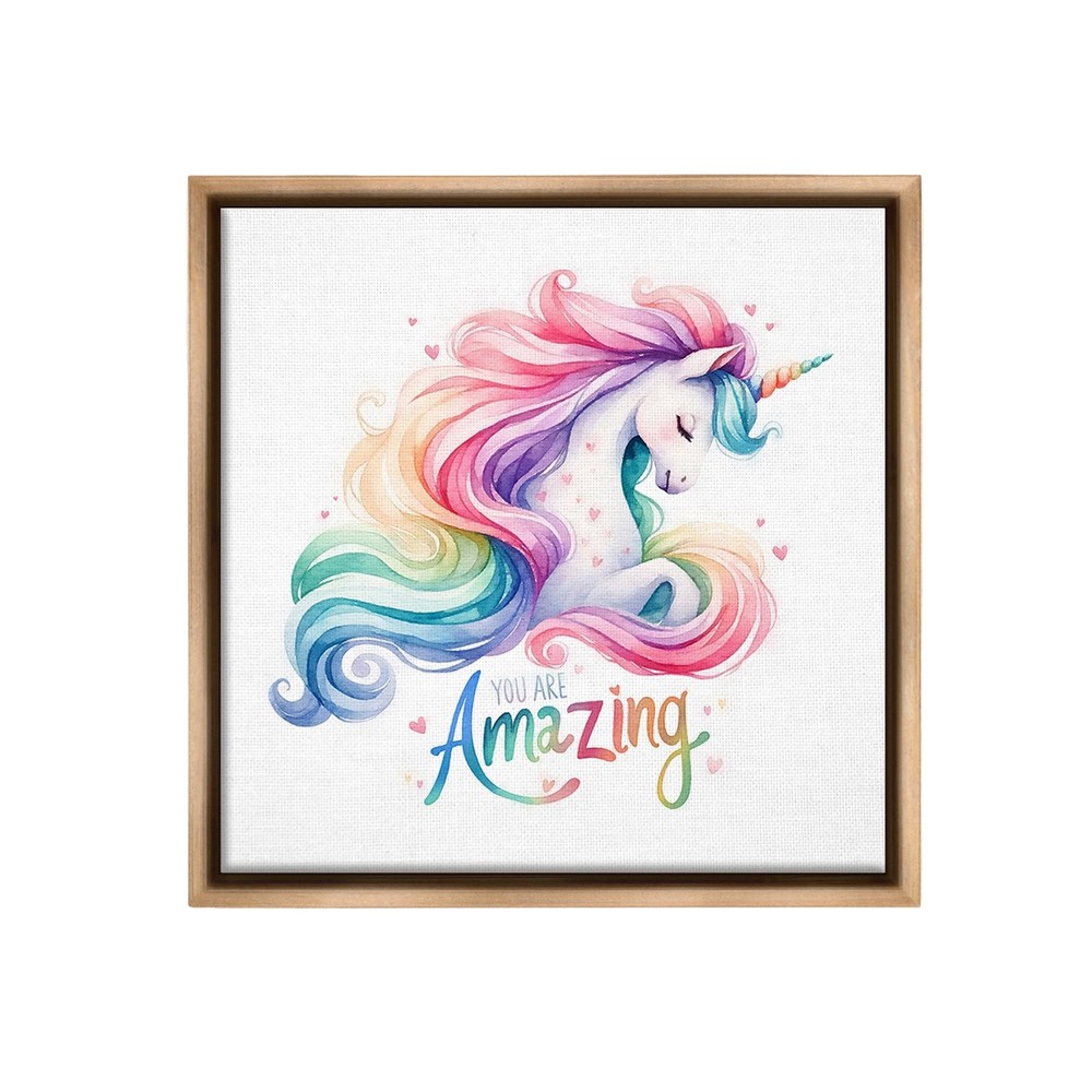 You Are Amazing Unicorn Framed Floater Canvas Wall Art by Amanda Greenwood