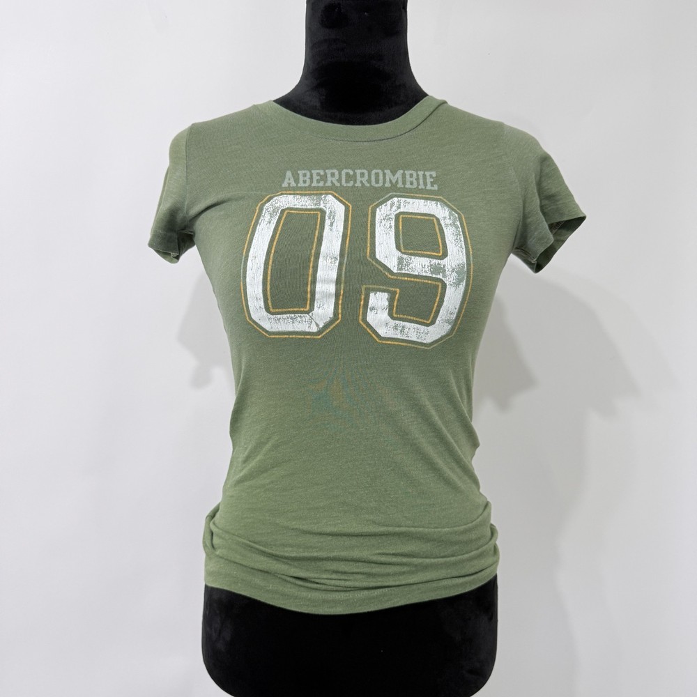 Abercrombie & Fitch Y2K Green 09 Graphic T Shirt Womens Small Green Collegiate