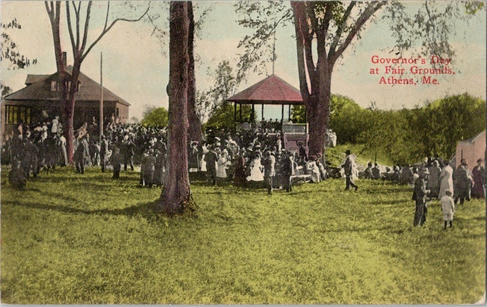 Athens Maine ME Governor's Day at the Fair Grounds 1918 Antique Postcard