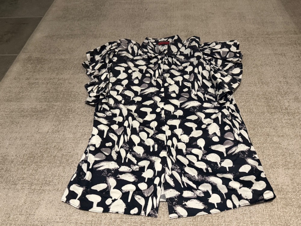 Ikram Sophie Theallet The Black And White Ruffle Sleeved Blouse Sz 8/40