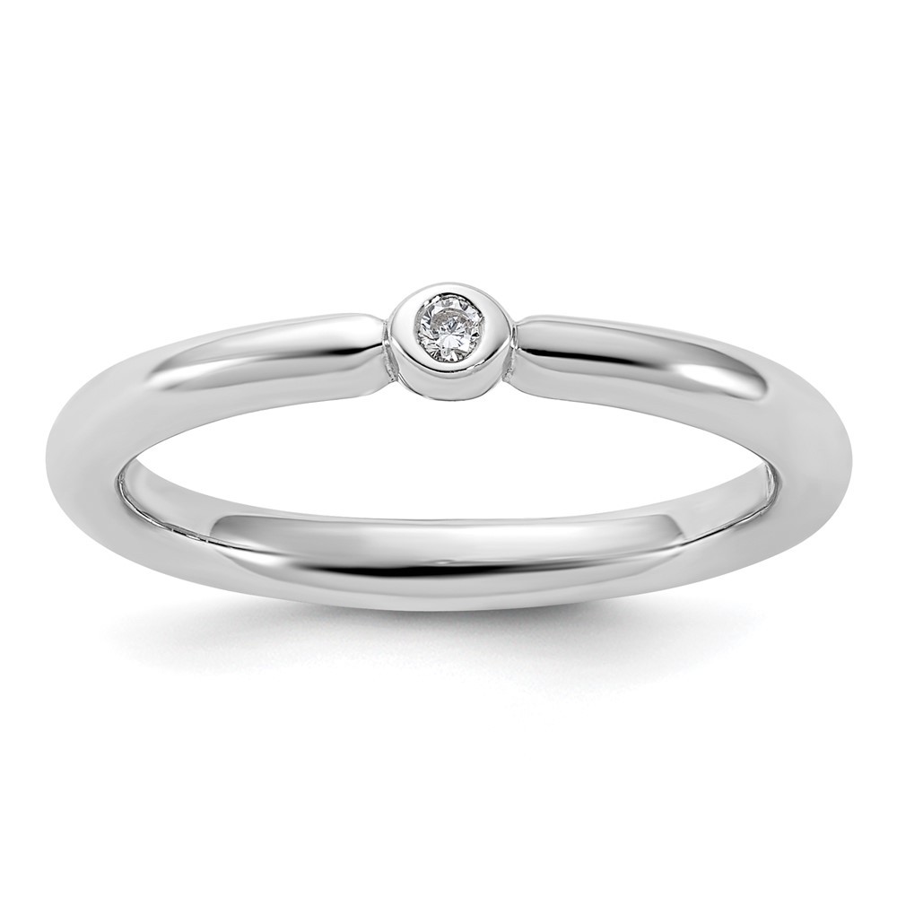 Sterling Silver Stackable Expressions Rhodium-plated Cubic Zirconia Ring Size 9