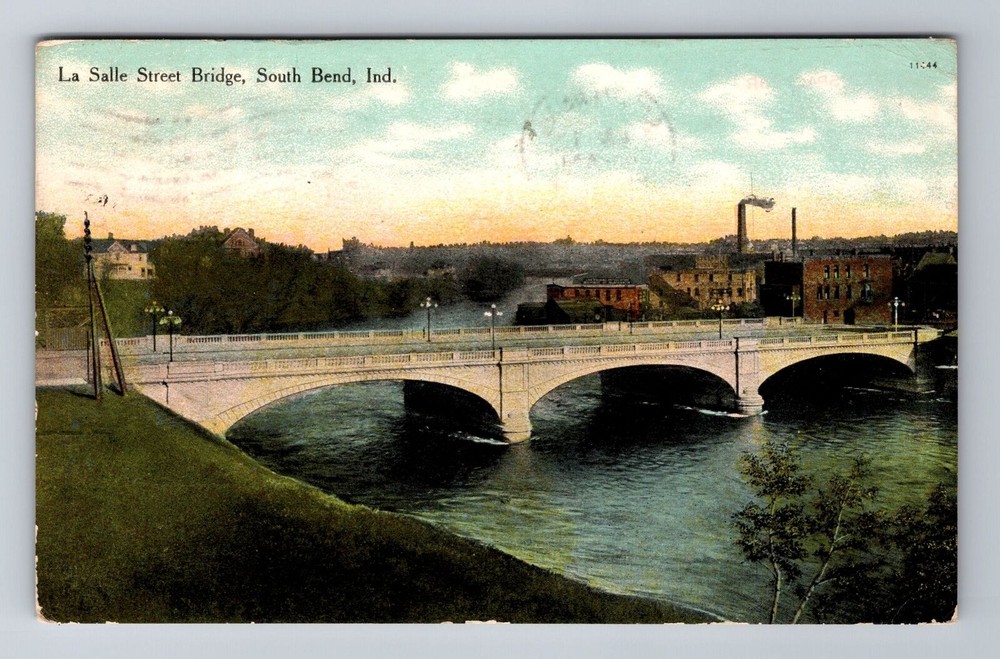South Bend IN-Indiana, La Salle Street Bridge, Vintage c1909 Souvenir Postcard