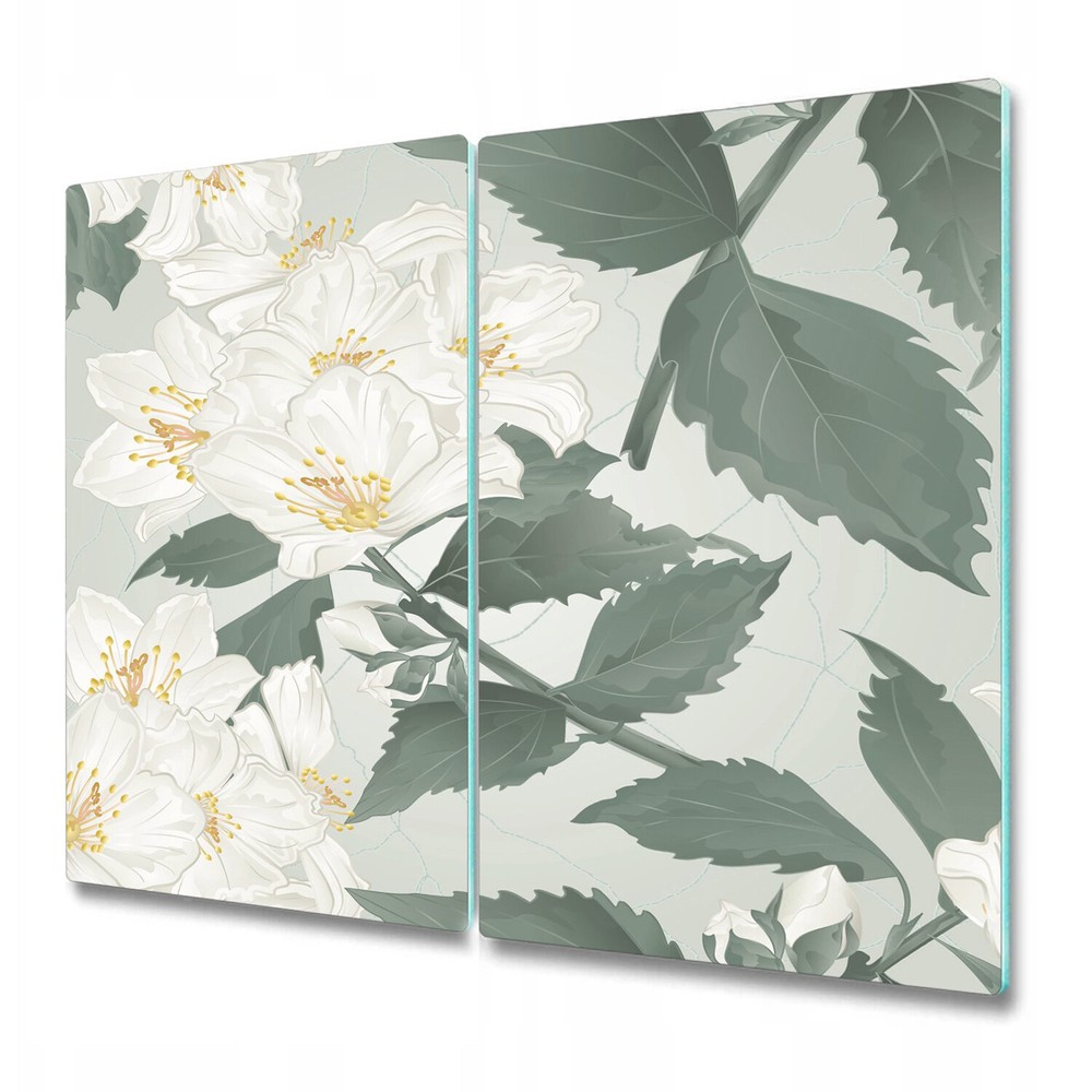 Glass Worktop Saver Kitchen Blooming Flowers floral pastel nature garden 2x30x52