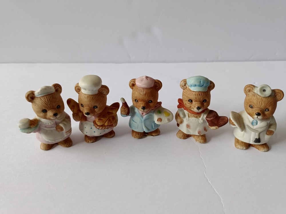 Vintage Homco Career Bears Set Of 5 Figurines Ceramic