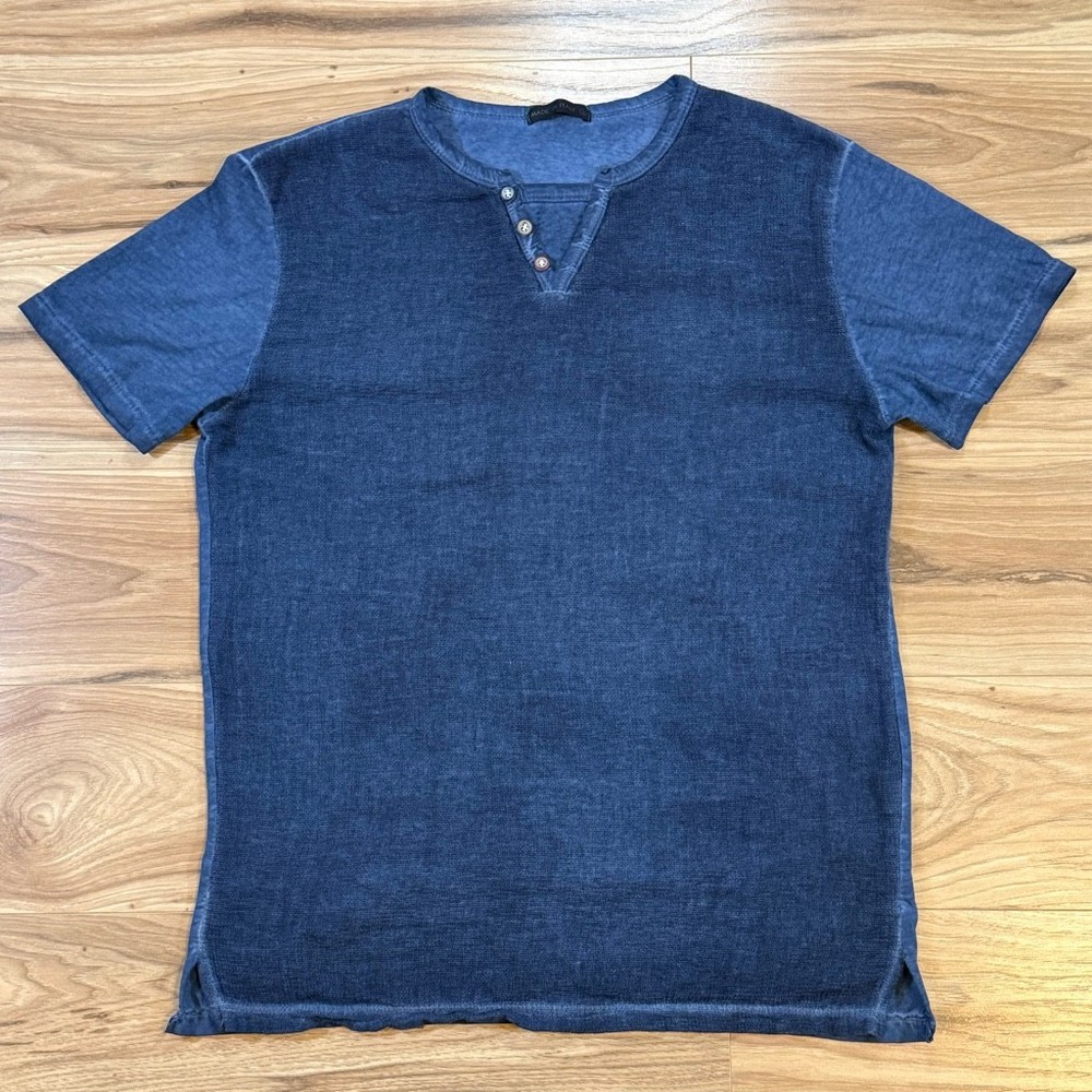Prime Fashion Men’s L Blue Cotton Henley Made in Italy
