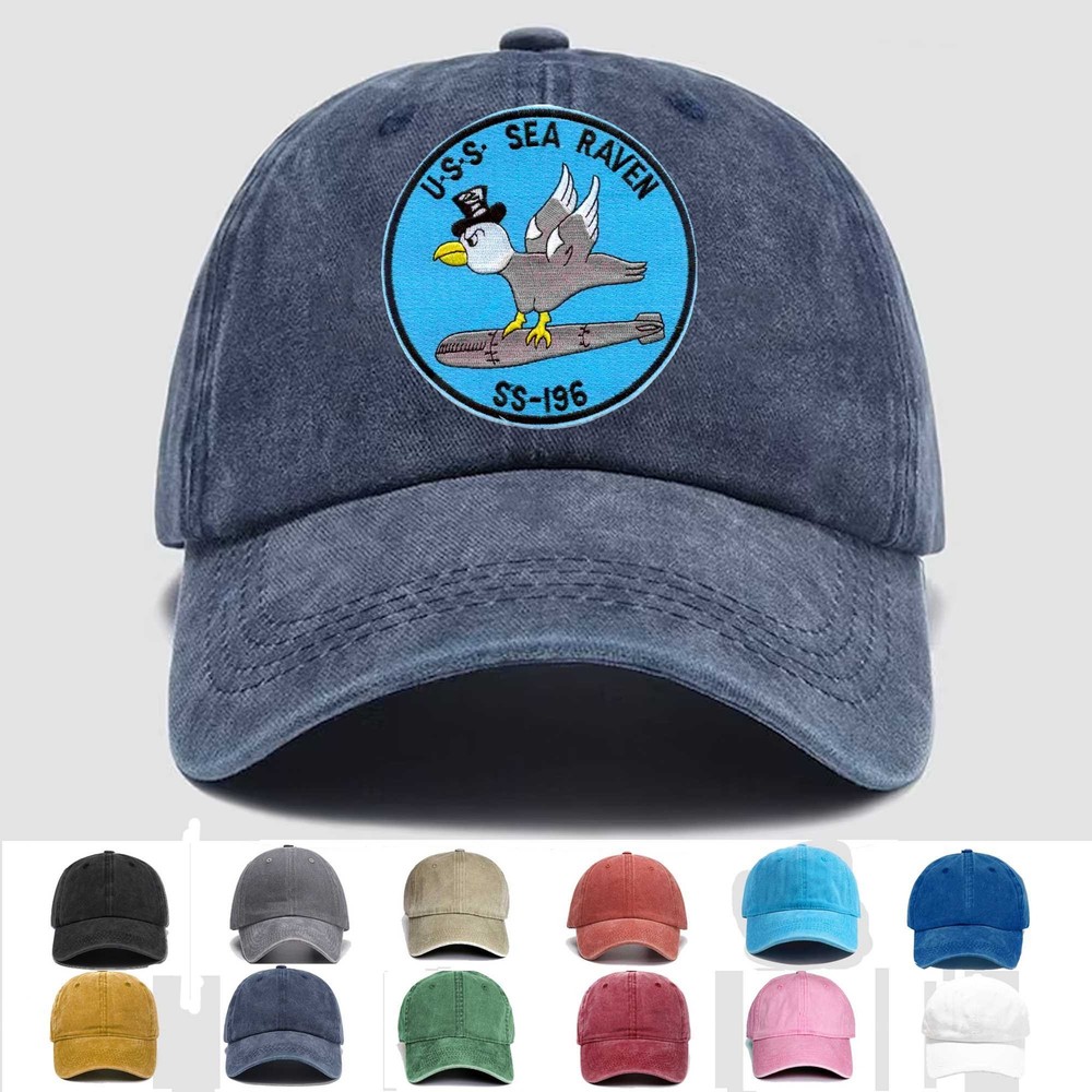 Custom Embroidered Hat SS-196 Sea Raven, Veteran Cap, Trucker Hat, Gift Idea