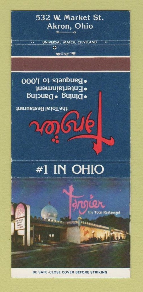 Matchbook Cover - Tangier Restaurant Akron OH 30 Strike