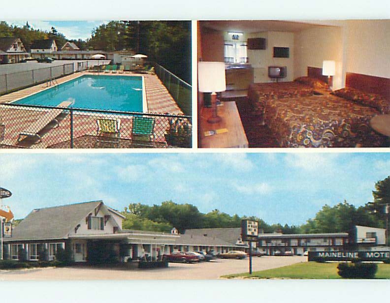 Unused Pre-1980 OLD CARS & MAINELINE MOTEL Brunswick Maine ME u6998@