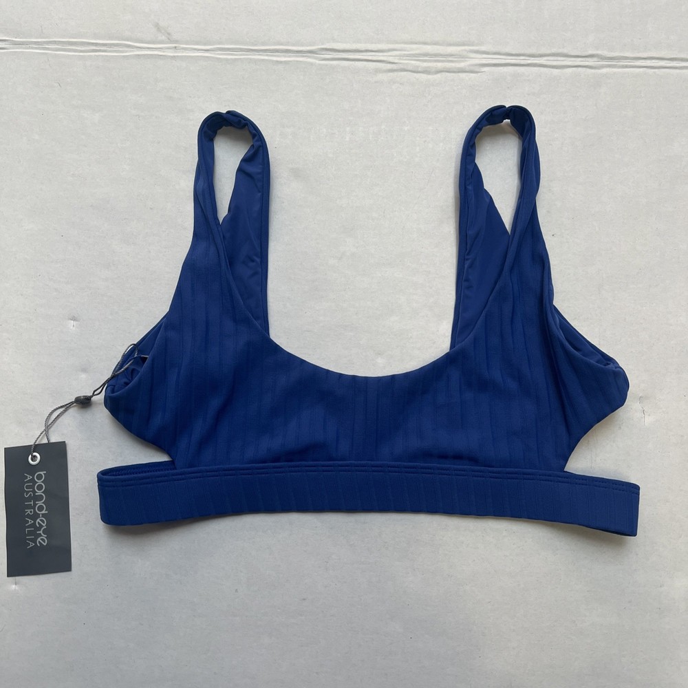 Bond-Eye Animal House Heatwave Crop Cypress Blue Bikini Top Swim New Small