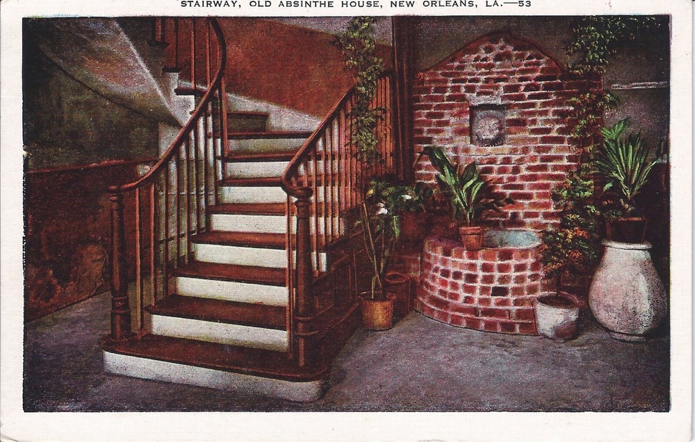 Old Vintage Stairway, Old Absinthe House, New Orleans, Louisiana Postcard-image