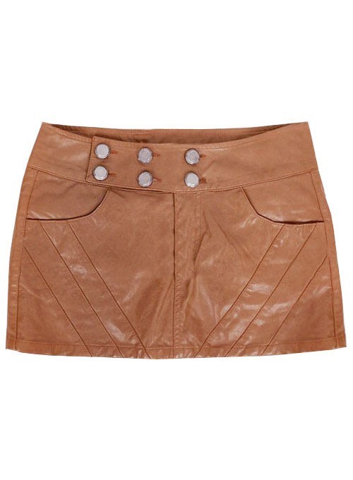 Beige Lambskin Leather Mini Skirt for Women - Classy & Luxury WLSK11a