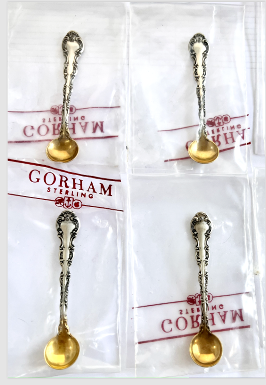 STRASBOURG Individual Salt Spoon by GORHAM Sterling Silver Gilt Bowl 2 3/4