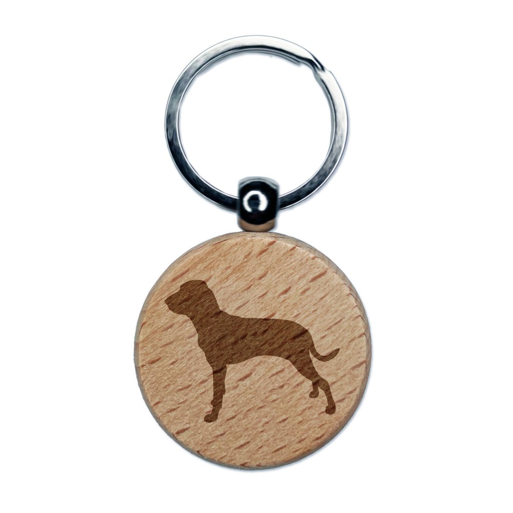Bracco Italiano Dog Solid Engraved Wood Round Keychain Tag Charm