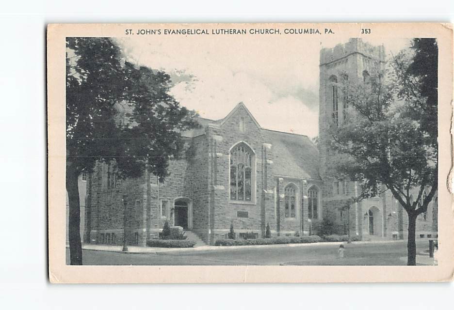 Postcard St. Johns Evangelical Lutheran Church Columbia Pennsylvania USA