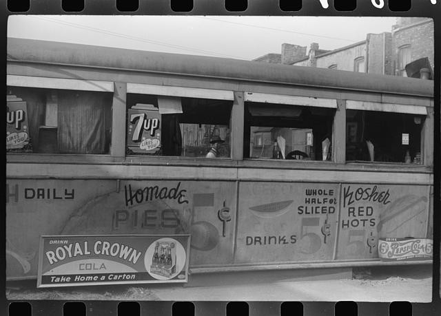 Chicago Illinois 1941 Streetcar Diner Lunch Counter 7up Royal Crown Cola