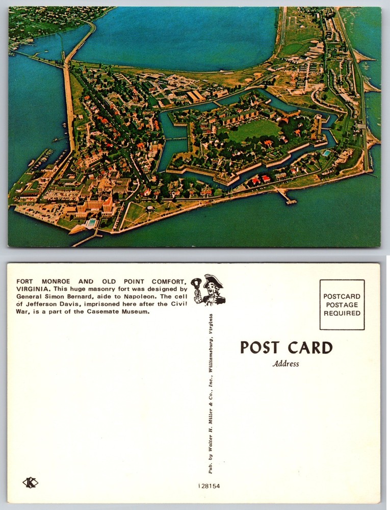 Fort Monroe Old Point Comfort Virginia Aerial Postcard