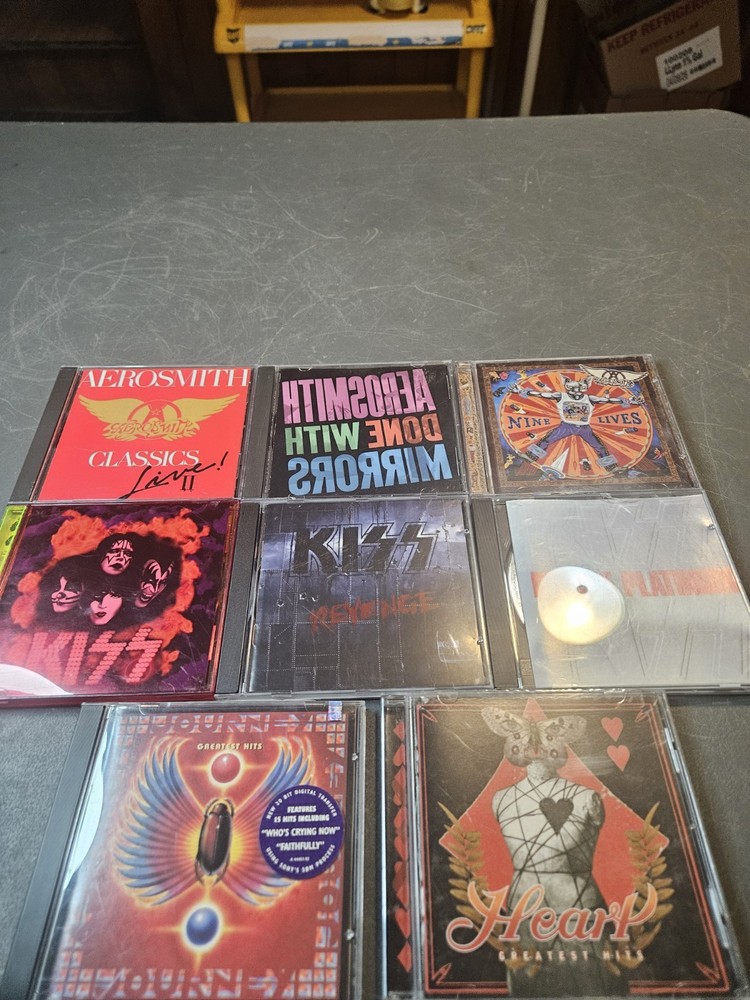CD Lot Of 8 Aerosmith, Kiss, Heart, Journey Good Clean Cd's