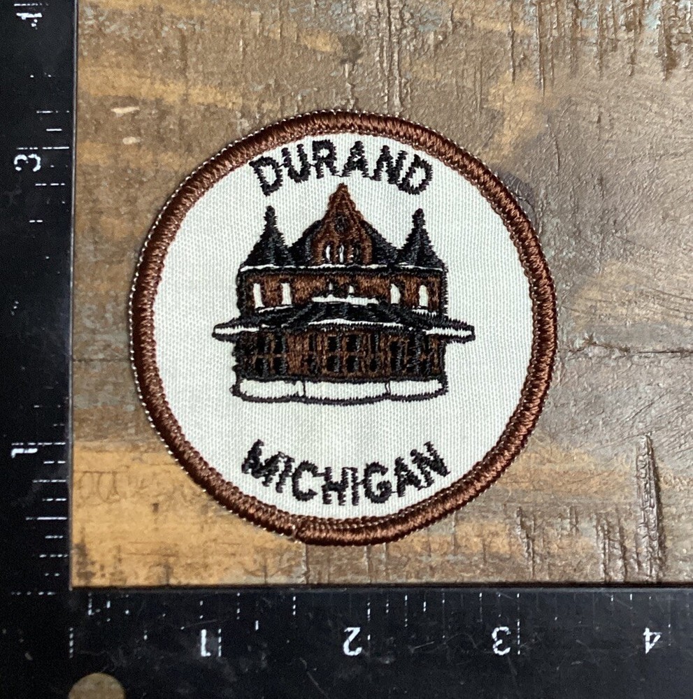 Vintage DURAND MICHIGAN Travel Souvenir Sew-On Patch 1970s