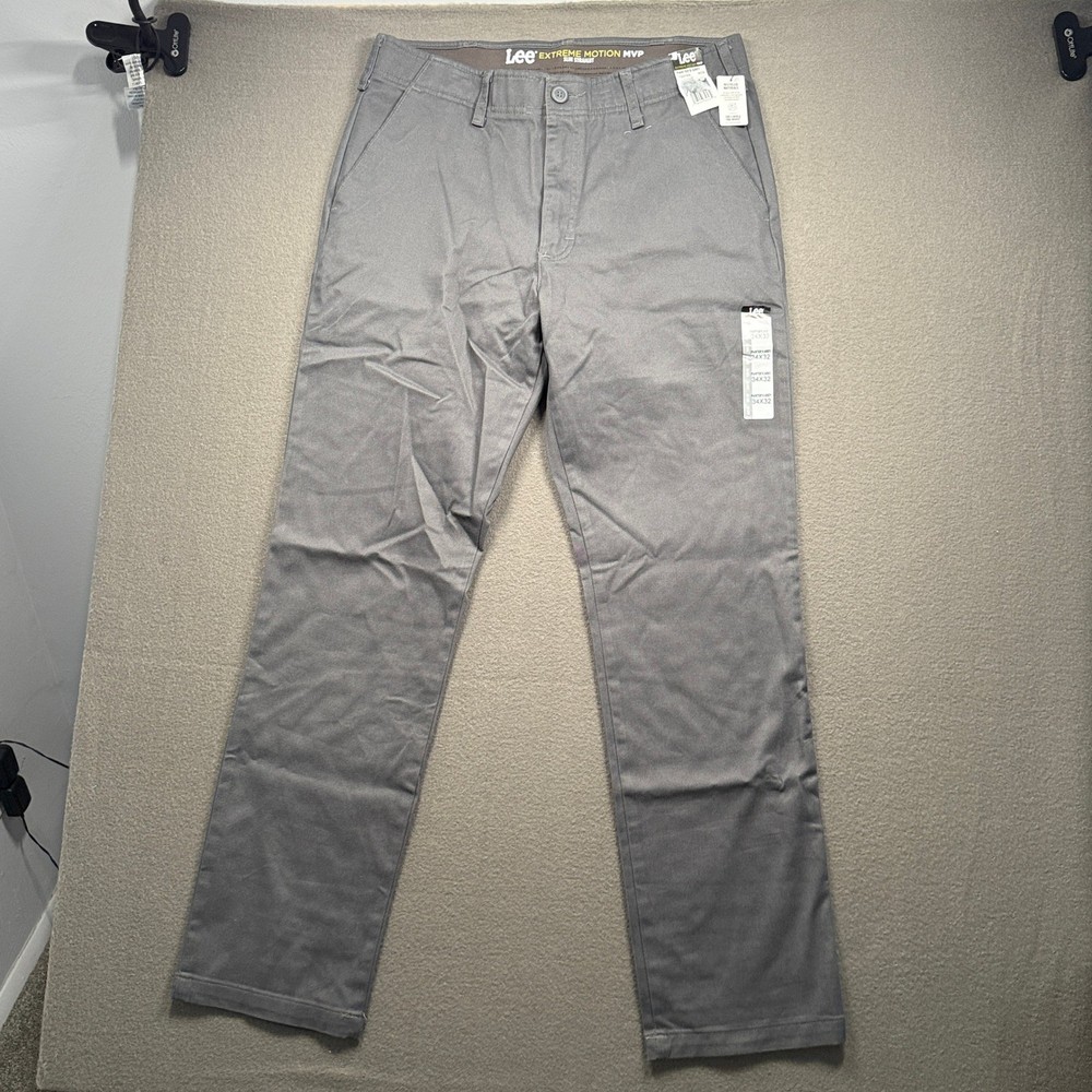 Lee Extreme Motion MVP Pants Mens 34x32 Painter's Grey Slim Straight 112331608