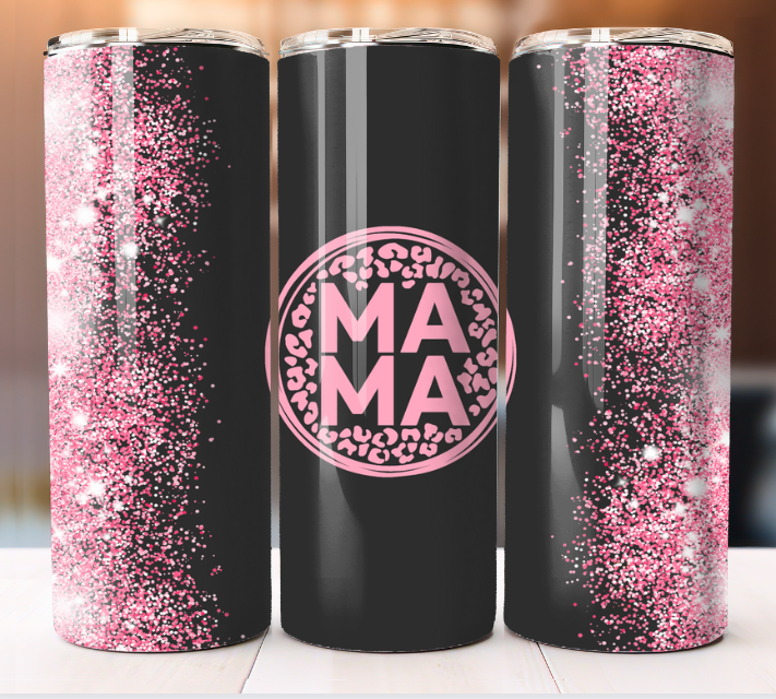 Mama Glitter  cheetah print Cup Tumbler Mug 20 oz Stainless Steel